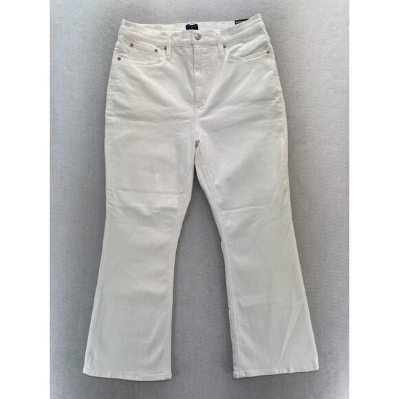 J.Crew Jeans Women's 31 High Rise Flare Crop White Denim‎ Signature Stretch NWT - Picture 1 of 14